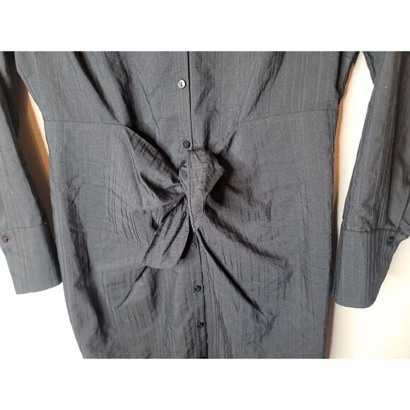 Rebecca Taylor Tailored NWT Black Dobby Stripe Tie Waist Shirt Dress Size 8 NEW - Picture 5 of 7